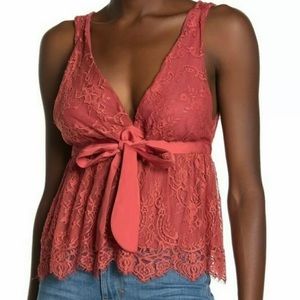 FREE PEOPLE Chante Lace Tie Tank Top Camisole